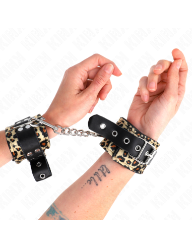 KINK - LEOPARD REAL LEATHER WRIST RESTRAINT ADJUSTABLE 18-29 CM X 5.5 CM
