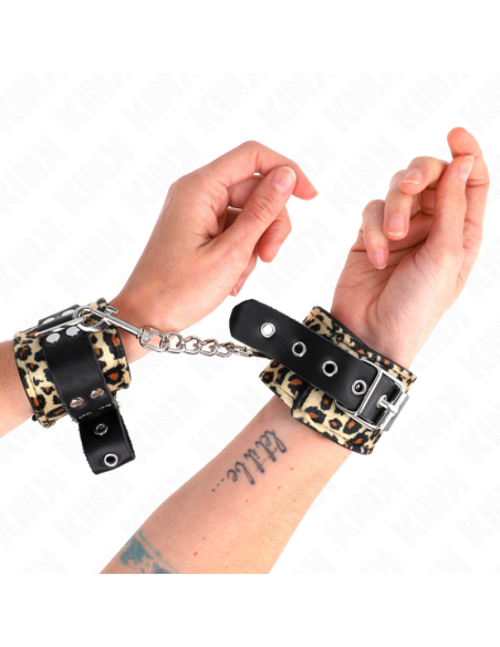 KINK - LEOPARD REAL LEATHER WRIST RESTRAINT ADJUSTABLE 18-29 CM X 5.5 CM