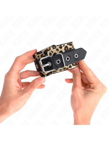 KINK - LEOPARD REAL LEATHER WRIST RESTRAINT ADJUSTABLE 18-29 CM X 5.5 CM