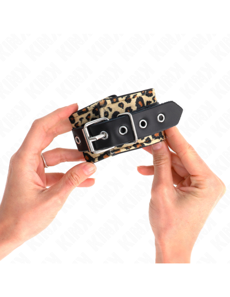 KINK - LEOPARD REAL LEATHER WRIST RESTRAINT ADJUSTABLE 18-29 CM X 5.5 CM