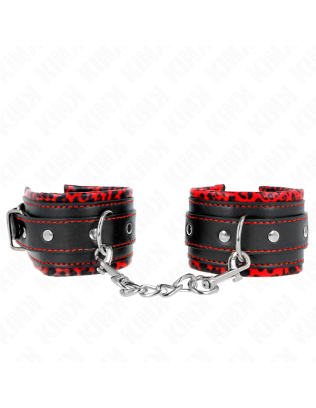 KINK - FUR LINED WRIST RESTRAINTS RED - BLACK ADJUSTABLE 17-29 CM X 6 CM