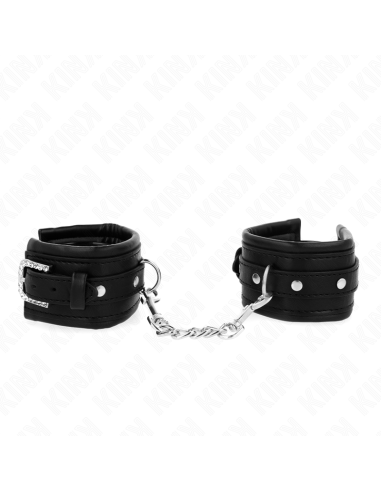 KINK - RHINESTONE BUCKLE WRIST RESTRAINTS BLACK ADJUSTABLE 25-32 CM X 5.5 CM