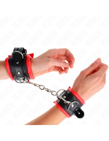 KINK - HEAVY WRIST RESTRAINTS WITH RED FUR LINED ADJUSTABLE 20-30 CM X 6 CM