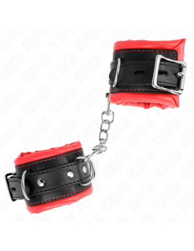 KINK - HEAVY WRIST RESTRAINTS WITH RED FUR LINED ADJUSTABLE 20-30 CM X 6 CM