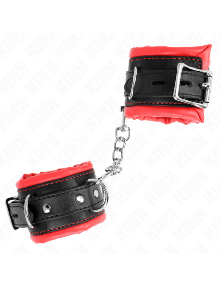 KINK - HEAVY WRIST RESTRAINTS WITH RED FUR LINED ADJUSTABLE 20-30 CM X 6 CM