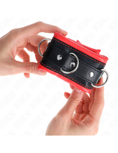 KINK - HEAVY WRIST RESTRAINTS WITH RED FUR LINED ADJUSTABLE 20-30 CM X 6 CM