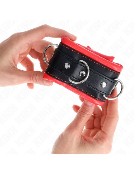 KINK - HEAVY WRIST RESTRAINTS WITH RED FUR LINED ADJUSTABLE 20-30 CM X 6 CM