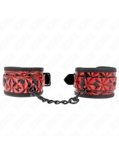 KINK - DIAMOND PATTERN WRIST RESTRAINTS DARK RED ADJUSTABLE 17-26 CM X 5.5 CM