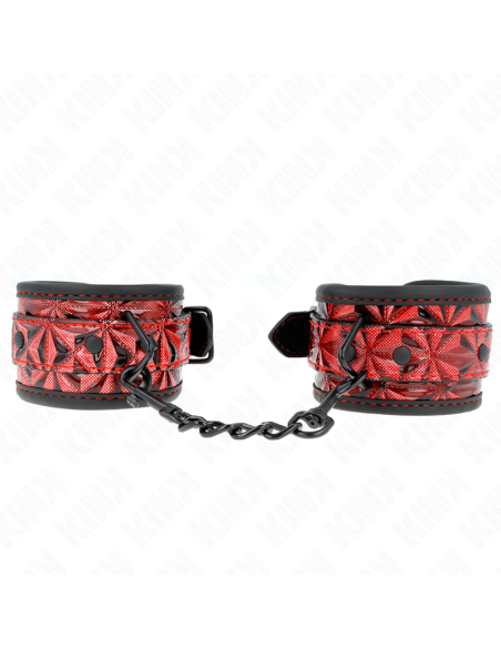 KINK - DIAMOND PATTERN WRIST RESTRAINTS DARK RED ADJUSTABLE 17-26 CM X 5.5 CM
