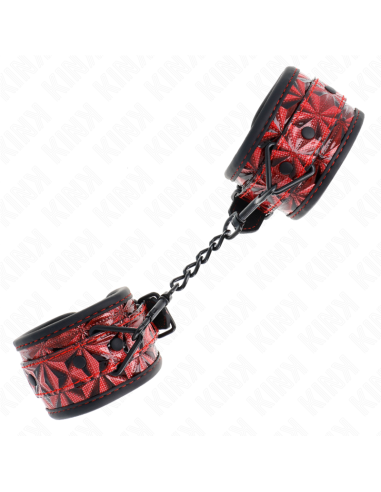KINK - DIAMOND PATTERN WRIST RESTRAINTS DARK RED ADJUSTABLE 17-26 CM X 5.5 CM