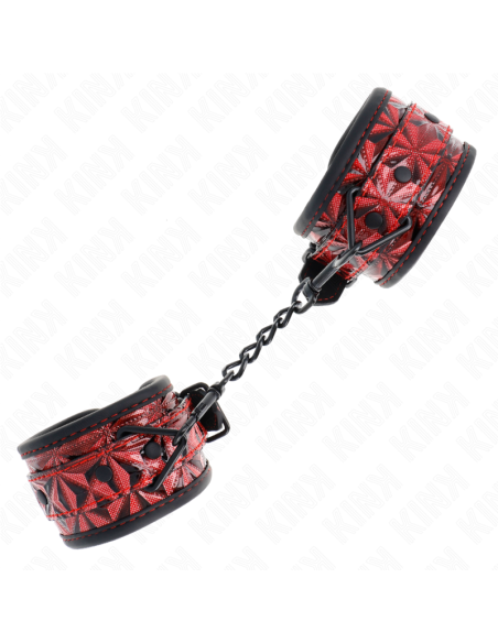 KINK - DIAMOND PATTERN WRIST RESTRAINTS DARK RED ADJUSTABLE 17-26 CM X 5.5 CM