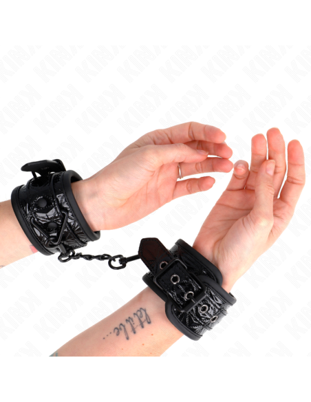 KINK - DIAMOND PATTERN WRIST RESTRAINTS BLACK ADJUSTABLE 17-26 CM X 5.5 CM