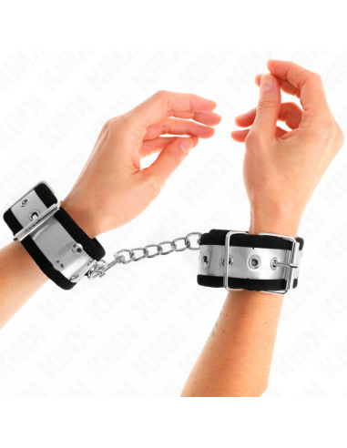 KINK - THIN WRIST RESTRAINTS BLACK - SILVER 30 X 4 CM