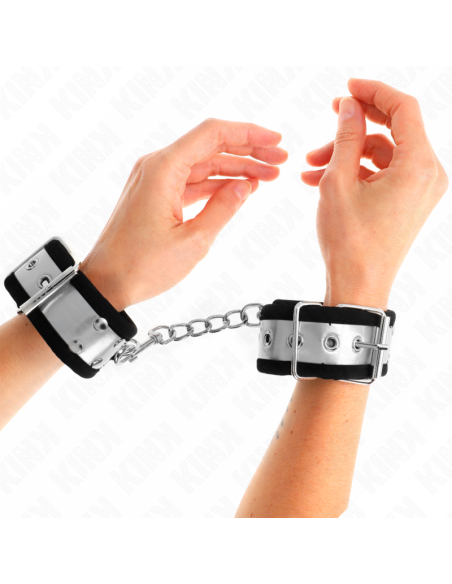 KINK - THIN WRIST RESTRAINTS BLACK - SILVER 30 X 4 CM
