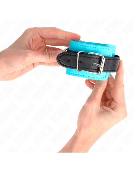 KINK - kabliuko formos riešo apsaugos priemonės, mėlynos spalvos, su kailio pamušalu, reguliuojamos, 20–28 cm x 5,5 cm