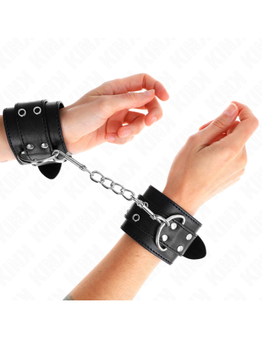 KINK - DOUBLE BUCKLE WRIST RESTRAINTS BLACK ADJUSTABLE 19-26 CM
