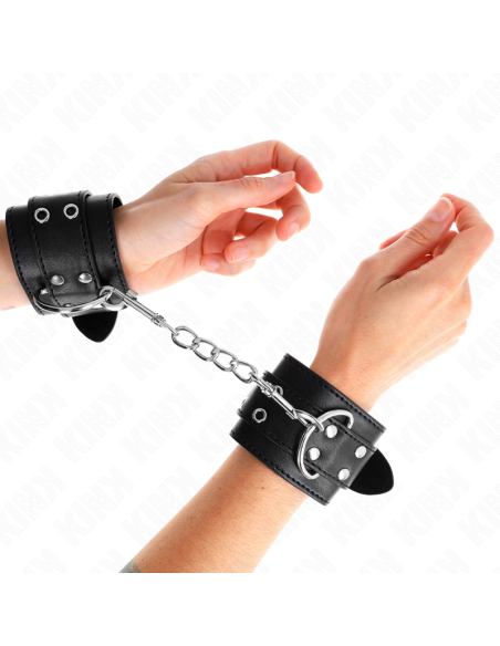KINK - DOUBLE BUCKLE WRIST RESTRAINTS BLACK ADJUSTABLE 19-26 CM