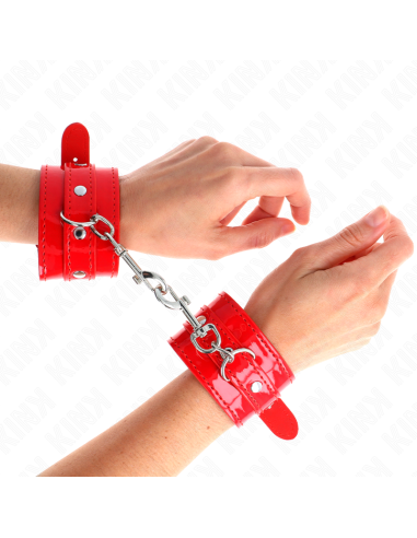 KINK - SHINY HAND CUFFS RED ADJUSTABLE 23-33 CM