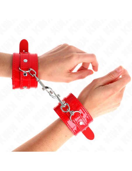 KINK - SHINY HAND CUFFS RED ADJUSTABLE 23-33 CM