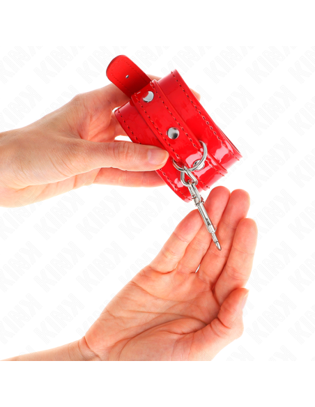 KINK - SHINY HAND CUFFS RED ADJUSTABLE 23-33 CM