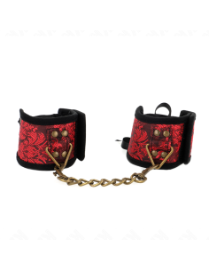 KINK - SCANDAL WRIST RESTRAINTS RED-BLACK LACE DETAILS 24.5 CM X 6.5 CM 2