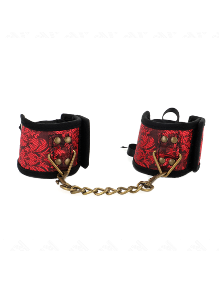 KINK - SCANDAL WRIST RESTRAINTS RED-BLACK LACE DETAILS 24.5 CM X 6.5 CM