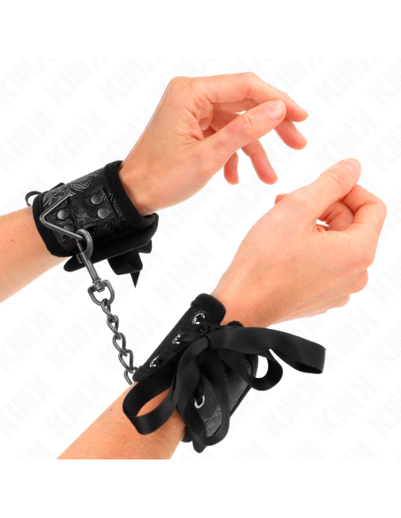 KINK - SCANDAL WRIST RESTRAINTS BLACK LACE DETAILS 24.5 CM X 6.5 CM