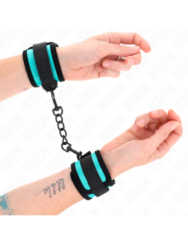 KINK - HOOK AND LOOP NYLON BIND WRIST RESTRAINTS BLACK-BLUE ADJUSTABLE 18-32 CM X 5 CM
