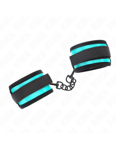 KINK - HOOK AND LOOP NYLON BIND WRIST RESTRAINTS BLACK-BLUE ADJUSTABLE 18-32 CM X 5 CM