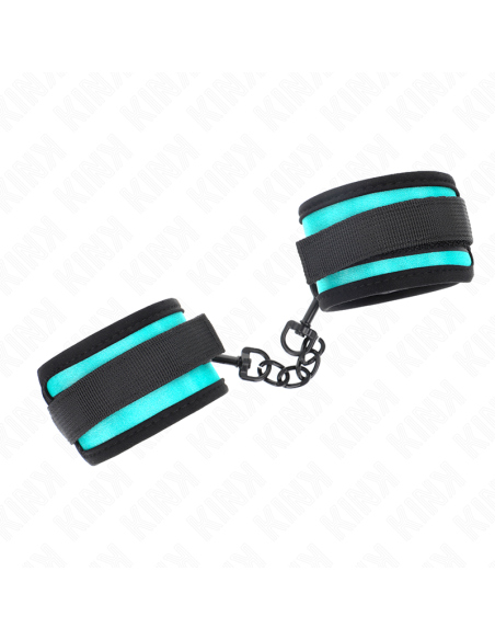 KINK - HOOK AND LOOP NYLON BIND WRIST RESTRAINTS BLACK-BLUE ADJUSTABLE 18-32 CM X 5 CM