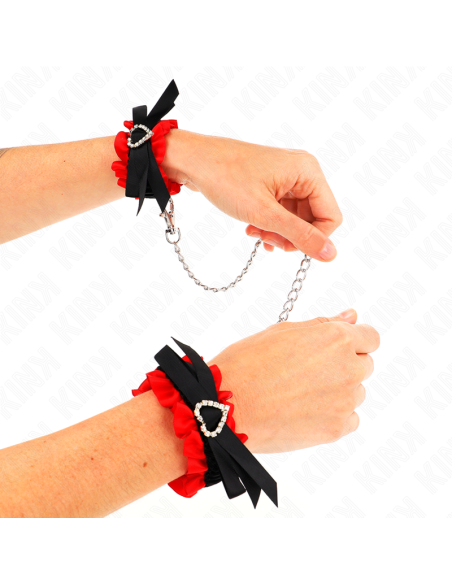 KINK - NĖRINĖTI ELASTINIAI RIŠO ĮRAŠAI SU RAUDONOMIS ŠIRDELĖMIS, REGULIUOJAMI 22-35 CM