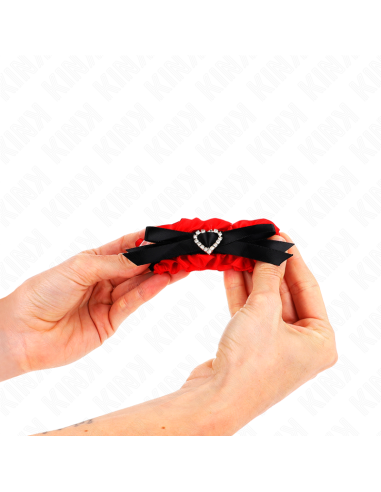 KINK - LACE ELASTIC WRIST RESTRAINTS RED HEART DETAILS ADJUSTABLE 22-35 CM