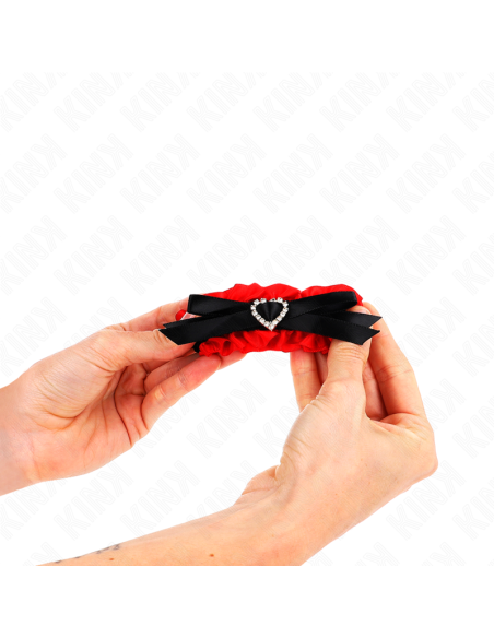 KINK - LACE ELASTIC WRIST RESTRAINTS RED HEART DETAILS ADJUSTABLE 22-35 CM