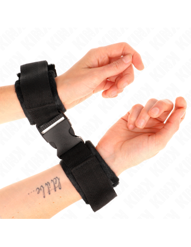 KINK - NYLON BIND HOOKandLOOP WRIST RESTRAINTS RED-BLACK MODEL 1 AJDUSTABLE 25-35 CM X 6 CM