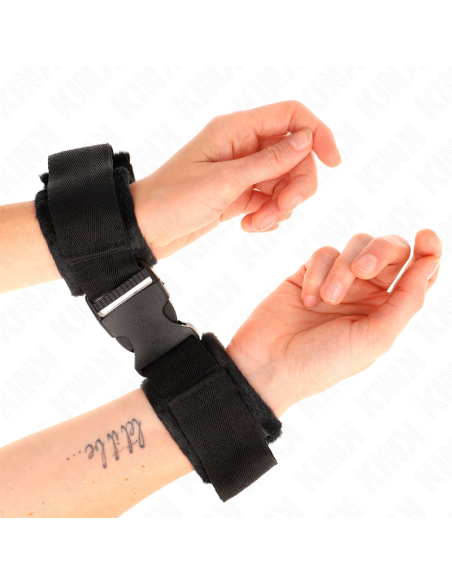 KINK - NYLON BIND HOOKandLOOP WRIST RESTRAINTS RED-BLACK MODEL 1 AJDUSTABLE 25-35 CM X 6 CM