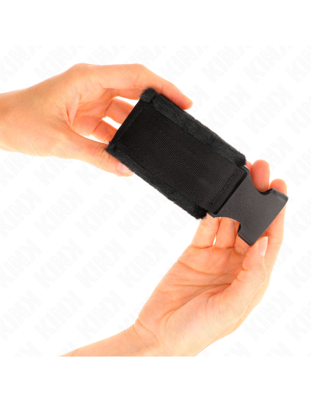 KINK - NYLON BIND HOOKandLOOP WRIST RESTRAINTS RED-BLACK MODEL 1 AJDUSTABLE 25-35 CM X 6 CM