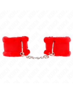 KINK - FURRY LINED WRIST RESTRAINTS RED ADJUSTABLE 17-31 CM X 7 CM 2