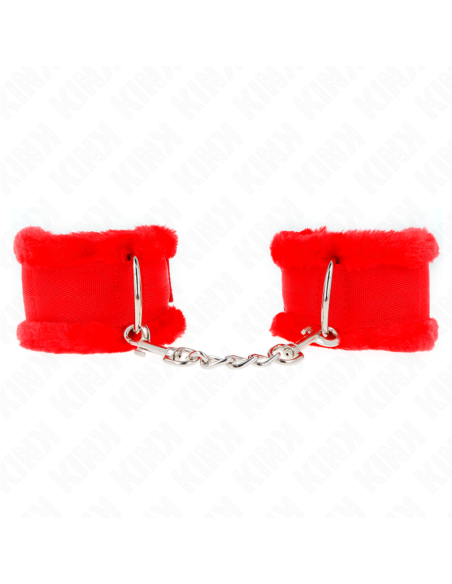 KINK - FURRY LINED WRIST RESTRAINTS RED ADJUSTABLE 17-31 CM X 7 CM