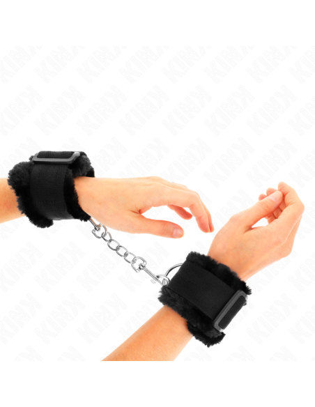 KINK - FURRY LINED WRIST RESTRAINTS BLACK ADJUSTABLE 17-31 CM X 7 CM