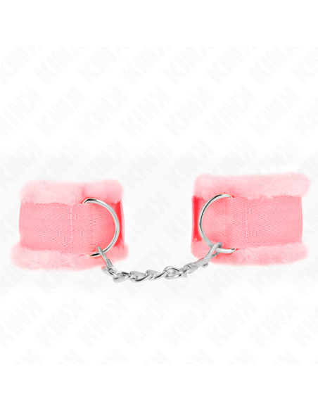 KINK - FURRY LINED WRIST RESTRAINTS PINK ADJUSTABLE 17-31 CM X 7 CM