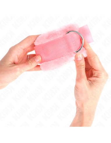 KINK - FURRY LINED WRIST RESTRAINTS PINK ADJUSTABLE 17-31 CM X 7 CM