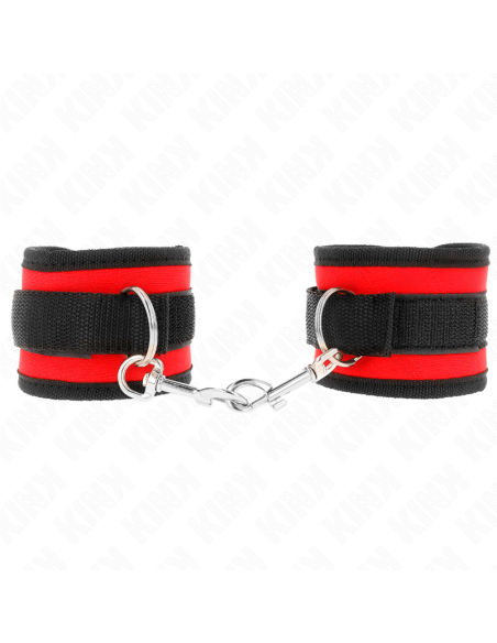 KINK - NYLON BIND HOOKandLOOP WRIST RESTRAINTS RED-BLACK MODEL 2 ADJUSTABLE 18-35 CM X 6 CM