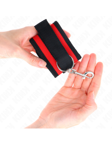 KINK - NYLON BIND HOOKandLOOP WRIST RESTRAINTS RED-BLACK MODEL 2 ADJUSTABLE 18-35 CM X 6 CM