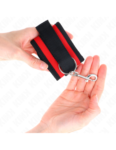 KINK - NYLON BIND HOOKandLOOP WRIST RESTRAINTS RED-BLACK MODEL 2 ADJUSTABLE 18-35 CM X 6 CM