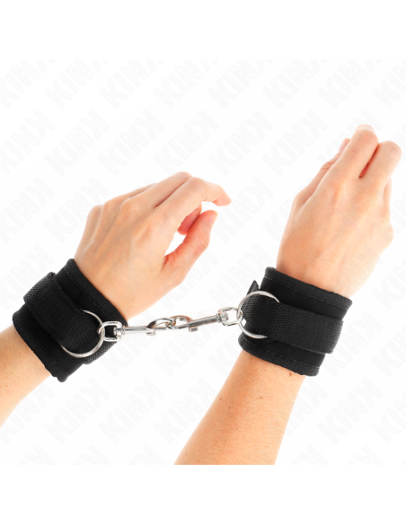 KINK - NYLON BIND HOOKandLOOP WRIST RESTRAINTS BLACK MODEL 2 ADJUSTABLE 18-35 CM X 6 CM