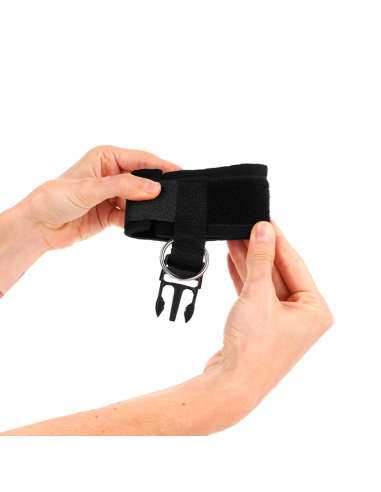 KINK - NEOPRENE HOOKandLOOP FASTENER WRIST RESTRAINTS BLACK ADJUSTABLE 22-34 CM