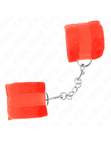 KINK - BEGINNER FUR HAND CUFFS RED 30 X 7 CM