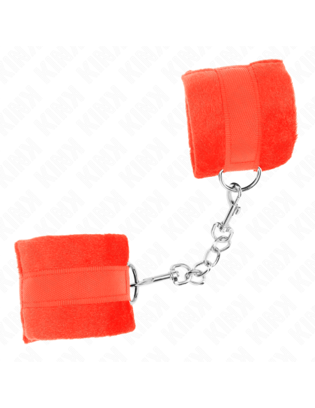 KINK - BEGINNER FUR HAND CUFFS RED 30 X 7 CM