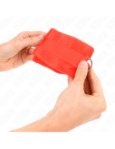 KINK - BEGINNER FUR HAND CUFFS RED 30 X 7 CM
