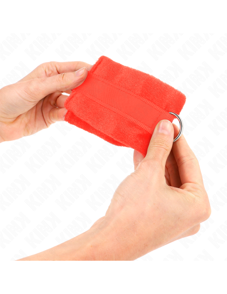 KINK - BEGINNER FUR HAND CUFFS RED 30 X 7 CM